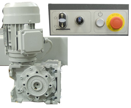 Electric table height adjustment for grinding mach
